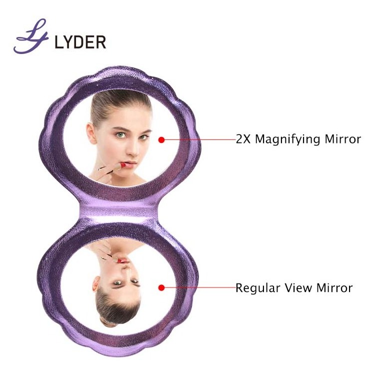 Lyder Shell Shape Dual Sided Wholesale Pink Travel Portable Make Up Small Cosmetic Hand Pocket Compact Makeup Mirror For Gift