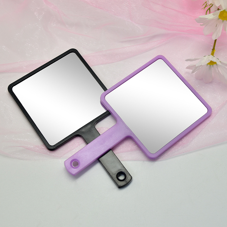 Lyder Plastic 7cm One Side Customized Logo Square Shaped Cosmetic Pink Hand Mirrors Wholesale Bulk Makeup Handheld Mirror