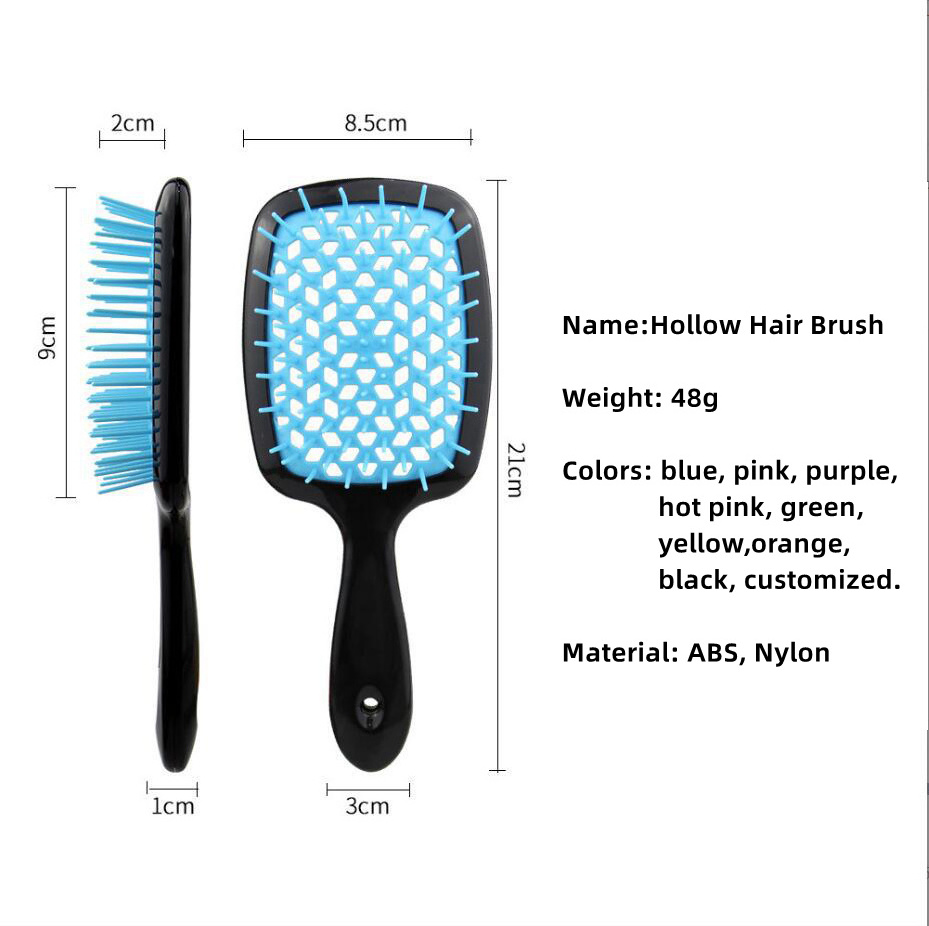 Lyder New Trend Plastic Waterproof Wet Hole Mesh Detangling Comb Customize Logo Massage Hollow Hair Brush For Home Salon Travel