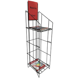 Metal Wire Newspaper Magazine Display Rack / Brochure Display Holder