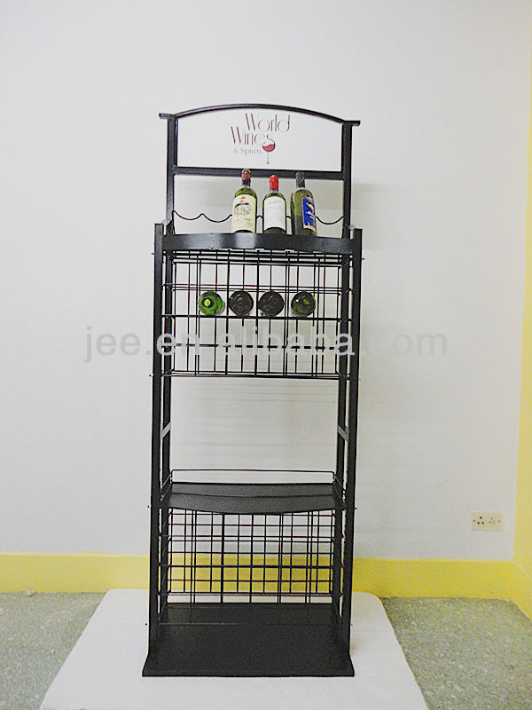 Free Standing Red Wine bottles Display Rack/Supermarket Promotion Whiskey Display Stand