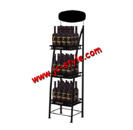 free standing 3 tier retail store whisky bottle display rack/display shelf for beer bottle/red wine bottles display stand