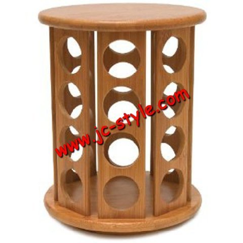 Ingenious revolving wooden spices bottle display holder/custom salt pepper sugar bottle storage rack/oil bottler display stand