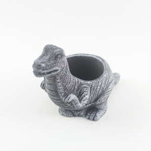 Wholesale cement dinosaur holder desktop decoration broken fossil statue flower pot dragon baby garden decoration