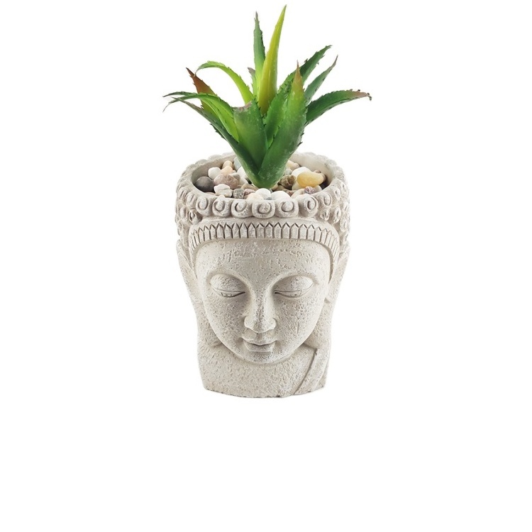 Flower Pot Buddha Head Planters for Home Garden Office Desk Decoration