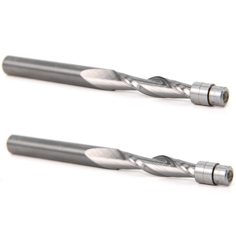 Two Flute Flush Trim Router Bits-6mm Shank Solid Carbide Bearing Guided Spiral downcut Endmills For Wood Endmill Milling Cutter