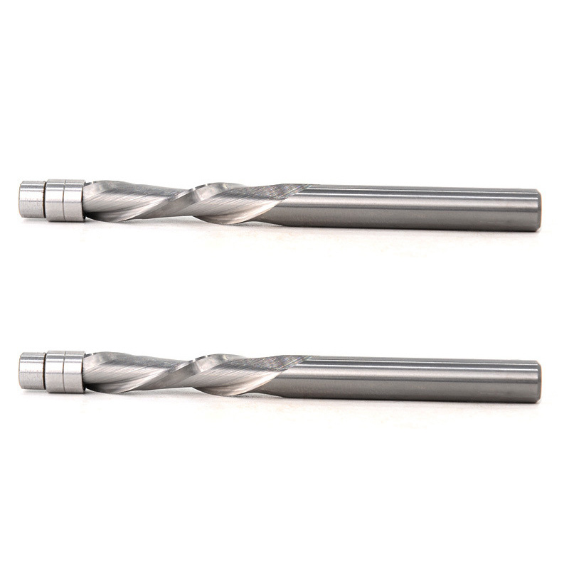 Two Flute Flush Trim Router Bits-6mm Shank Solid Carbide Bearing Guided Spiral downcut Endmills For Wood Endmill Milling Cutter