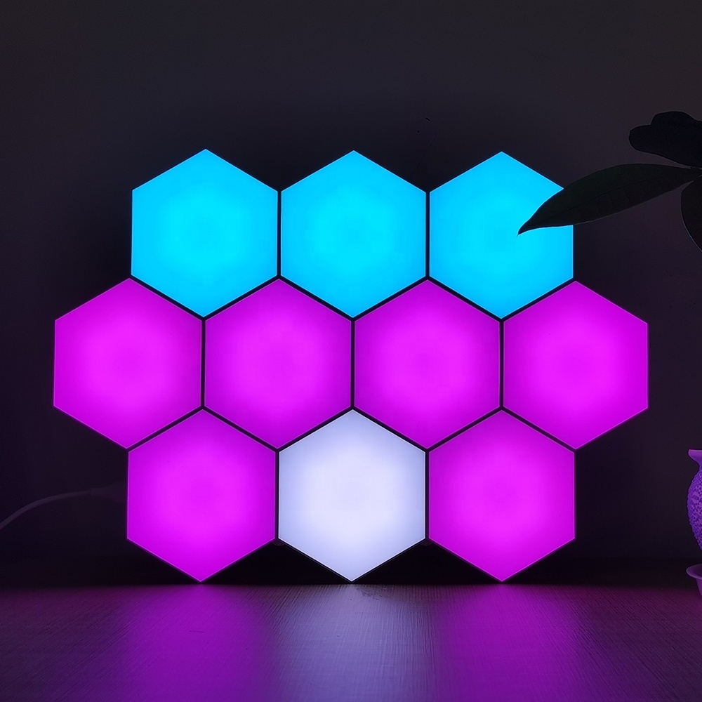 6Pack DIY Modular Smart Touch Sensitive Light Hexagonal Quantum LED Wall Geometry Assembly Honeycomb Night Light