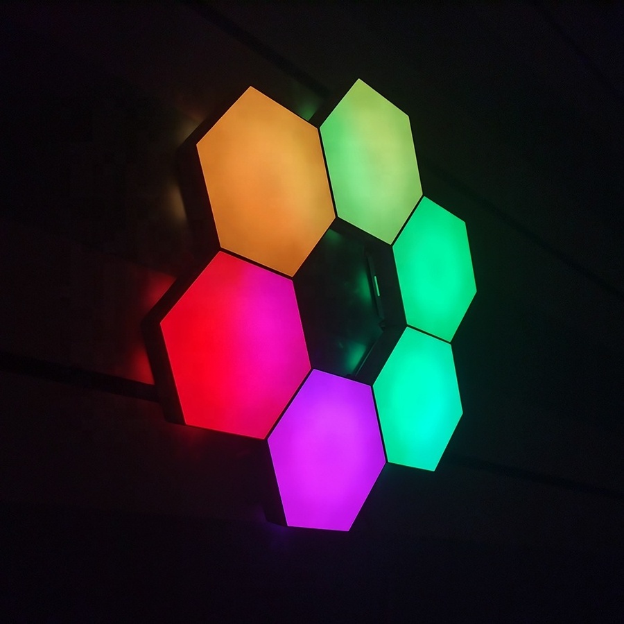 6pcs Honeycomb Quantum Lamp Smart Sensor Diy Geometric Colorful Wall Led Modular Night Hexagon Touch Light