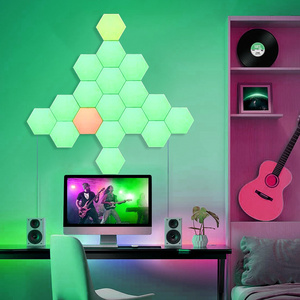 APP Control 6pack USB Smart Bulb Modern Hexagonal Quantum Honeycomb Wall Lamp with Bluetooth Switch PC Body