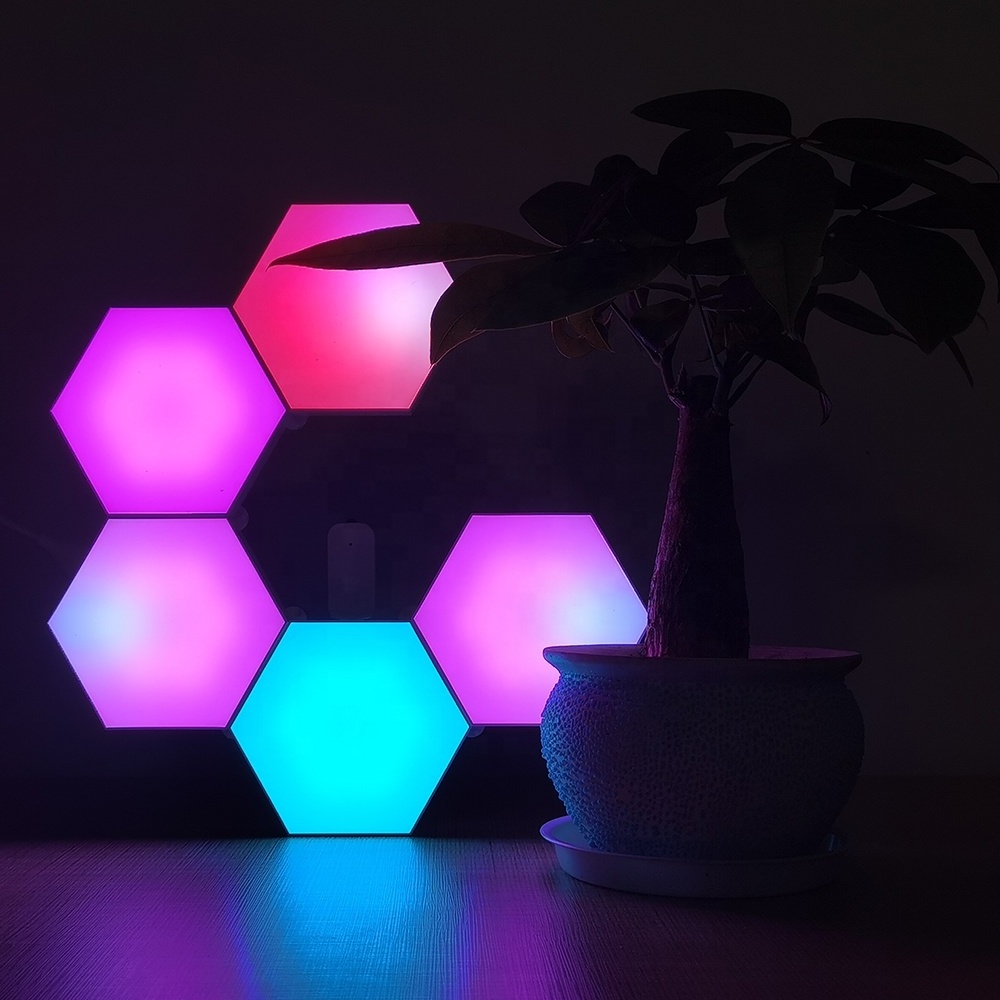 Home Decoration Accessories 3d Wall Lamp With Sticker Hexagon Tile Led Light