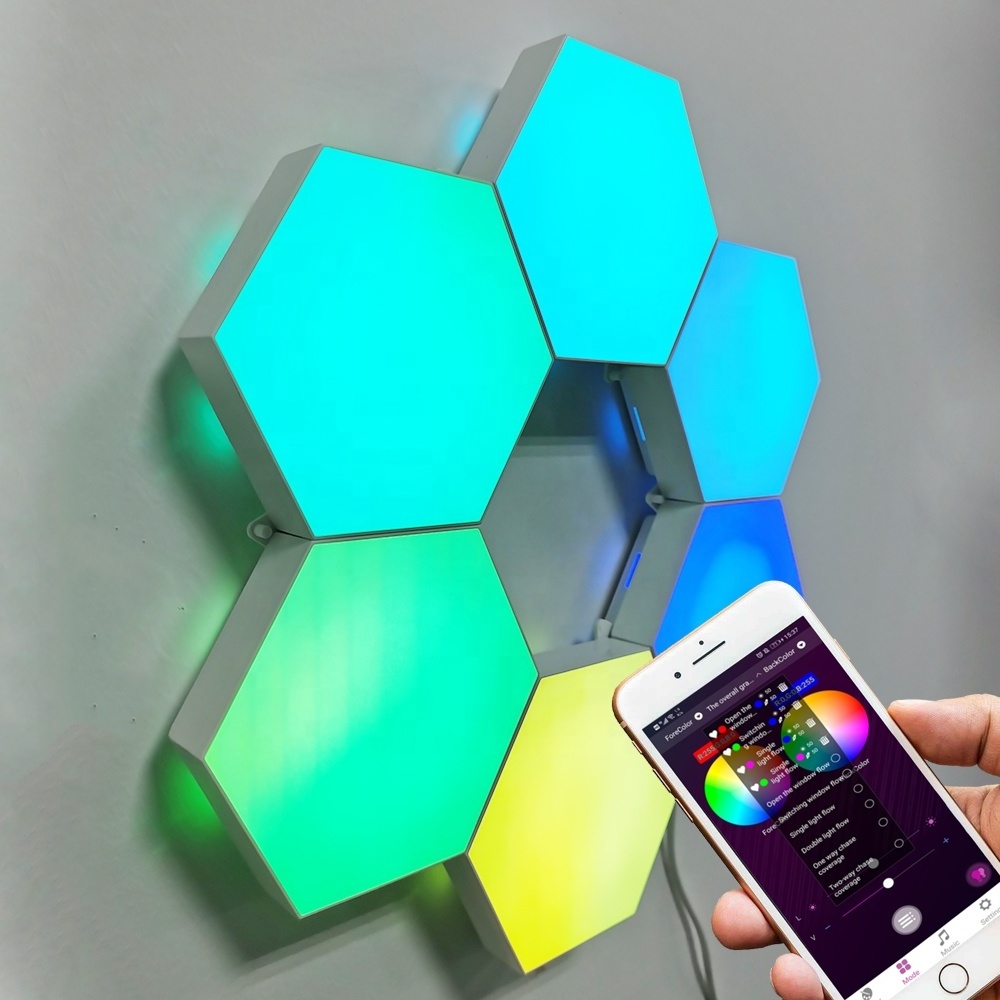 Home Decoration Accessories 3d Wall Lamp With Sticker Hexagon Tile Led Light