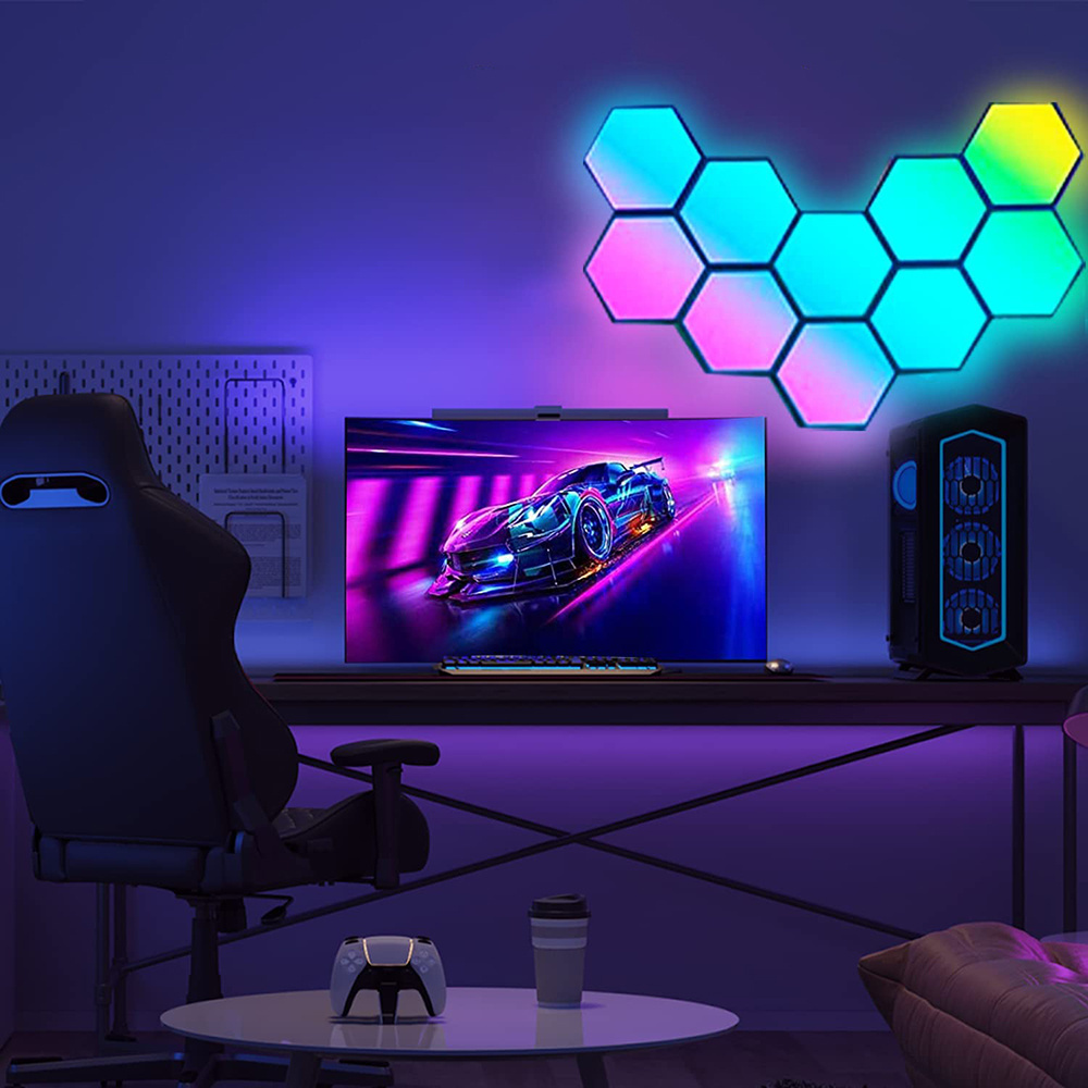 Hexagon Wall Lights 6 Pack for Bedroom Gaming Room Decor led Wall Decor Gaming Wall Lights for RGB Home Decor