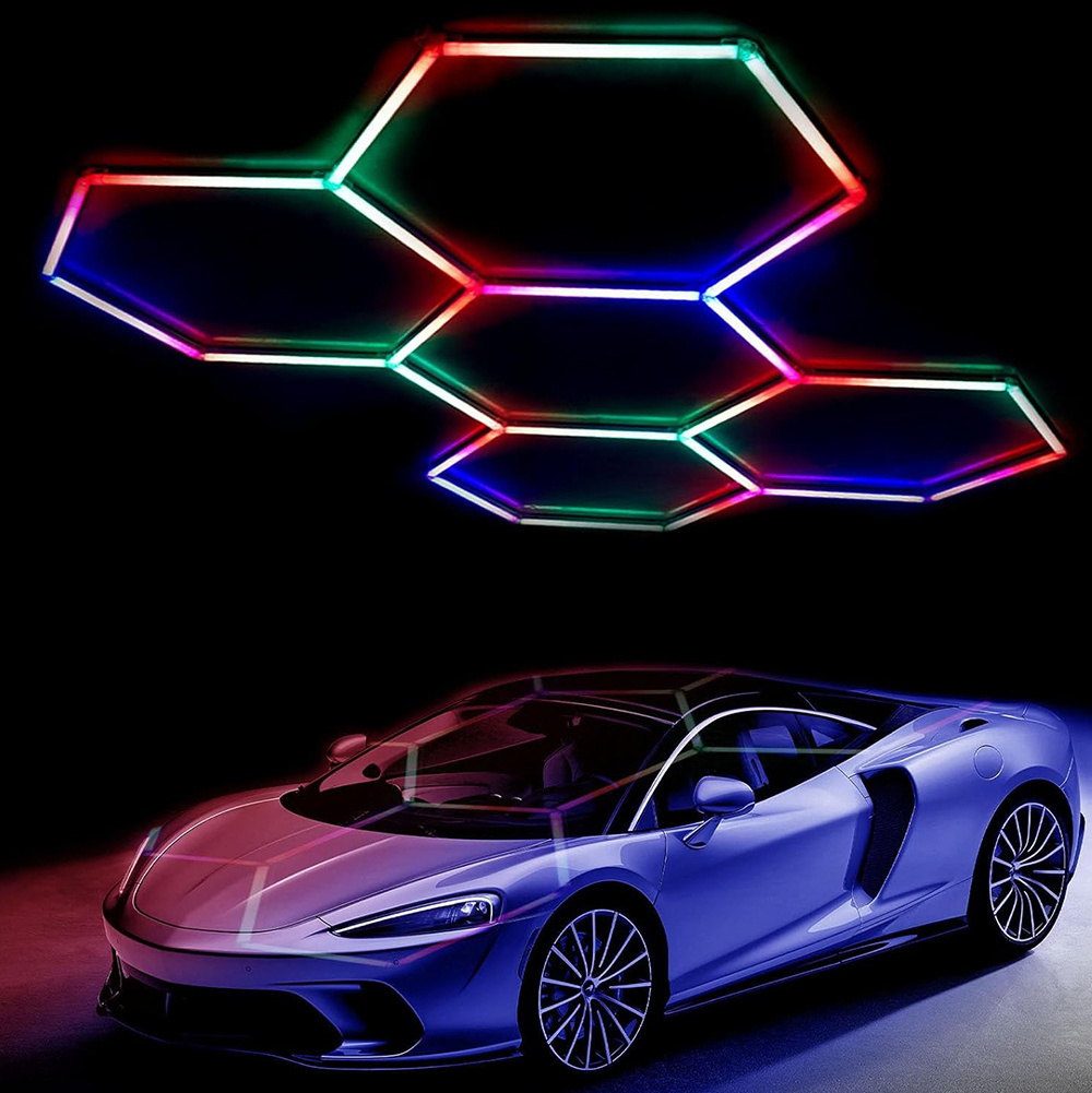 RGB Hexagonal Led Light Workshop Ceiling Led Lights For Car Shop And Garage Home Decoration