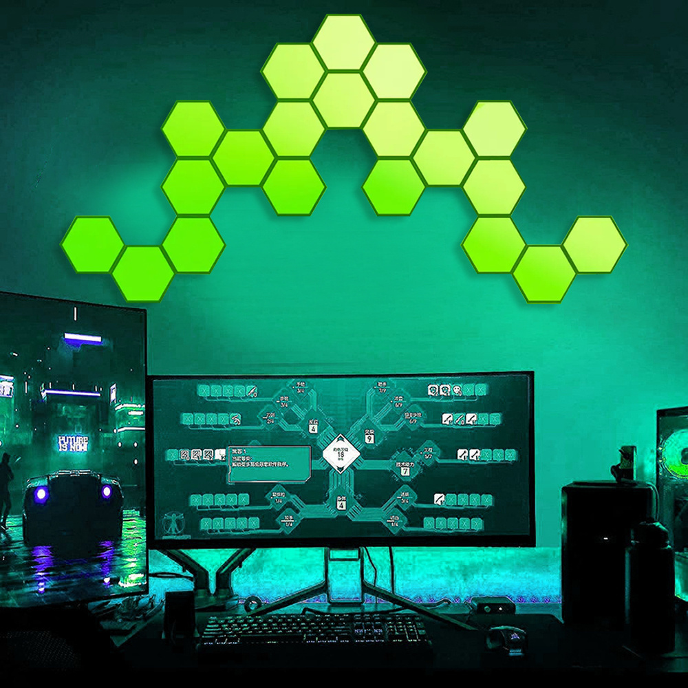 Custom Diy Mood Hexagon Led Lights USB Remote Control Smart Home Wall Panels Touch Sensitive Gaming Rgb Night Lights