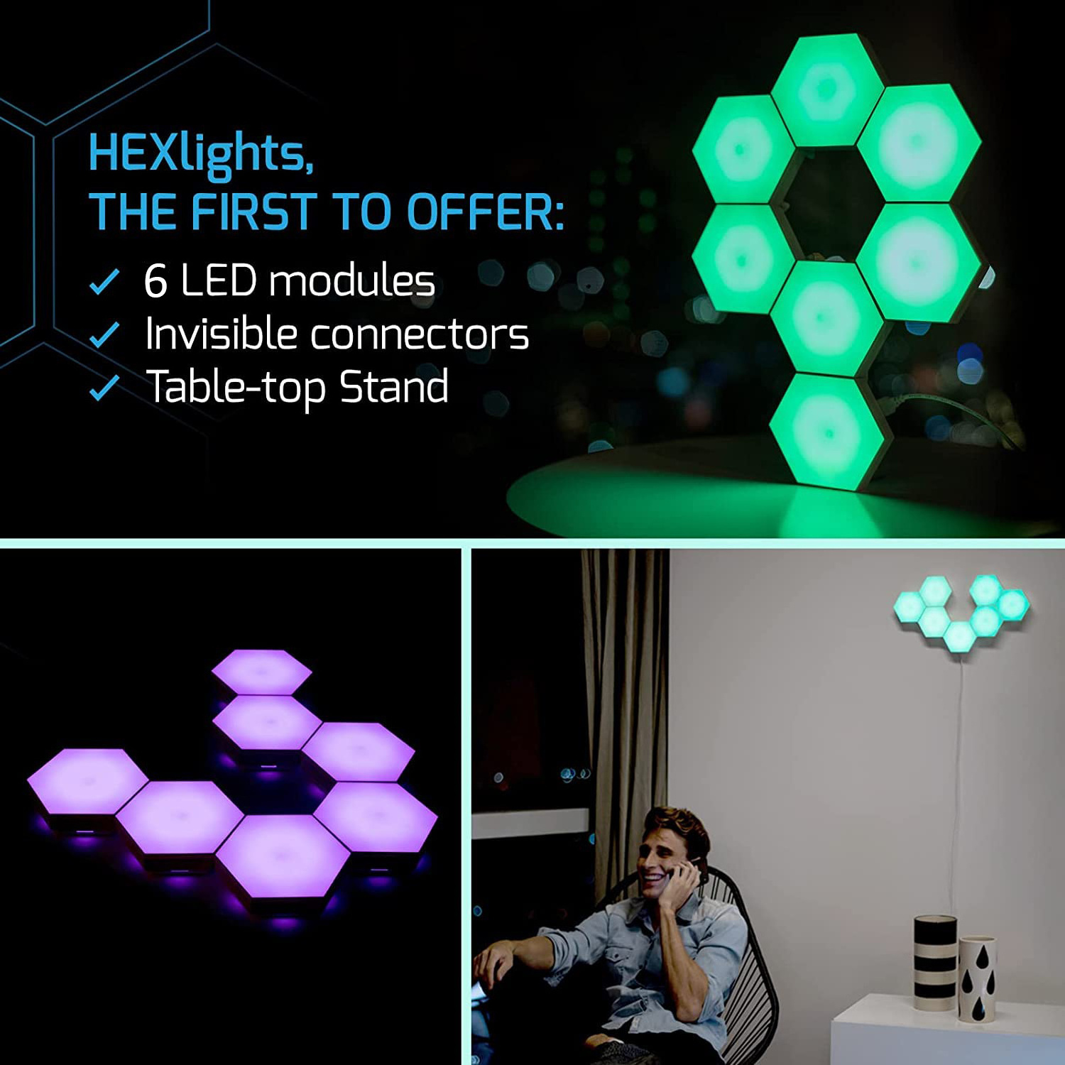 Modular Creative Smart Touch Panel Removable Hexagonal Wall Lamp DIY Geometry Splicing Quantum Night Light