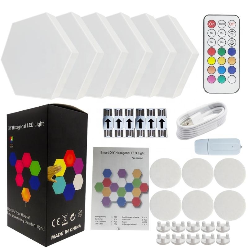 diy smart wireless hexagon panel rgb color light remote control touch sensor honeycomb quantum hexagonal night lights