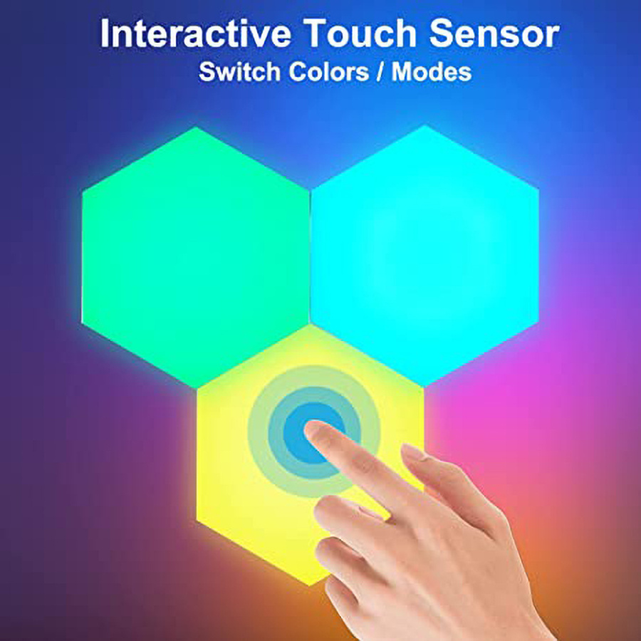 RGB Color Interactive Touch Sensor Light Panels Dimmable Hexa Wall Lights Lamps DIY Spliced Hexagonal Led Lights for Kids