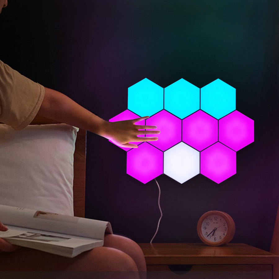 Flexible Interior Hexa Led Panels DIY Music Sync Interactive Lighting Quantum Honeycomb RGBIC Color Changing Hexagon Led Light