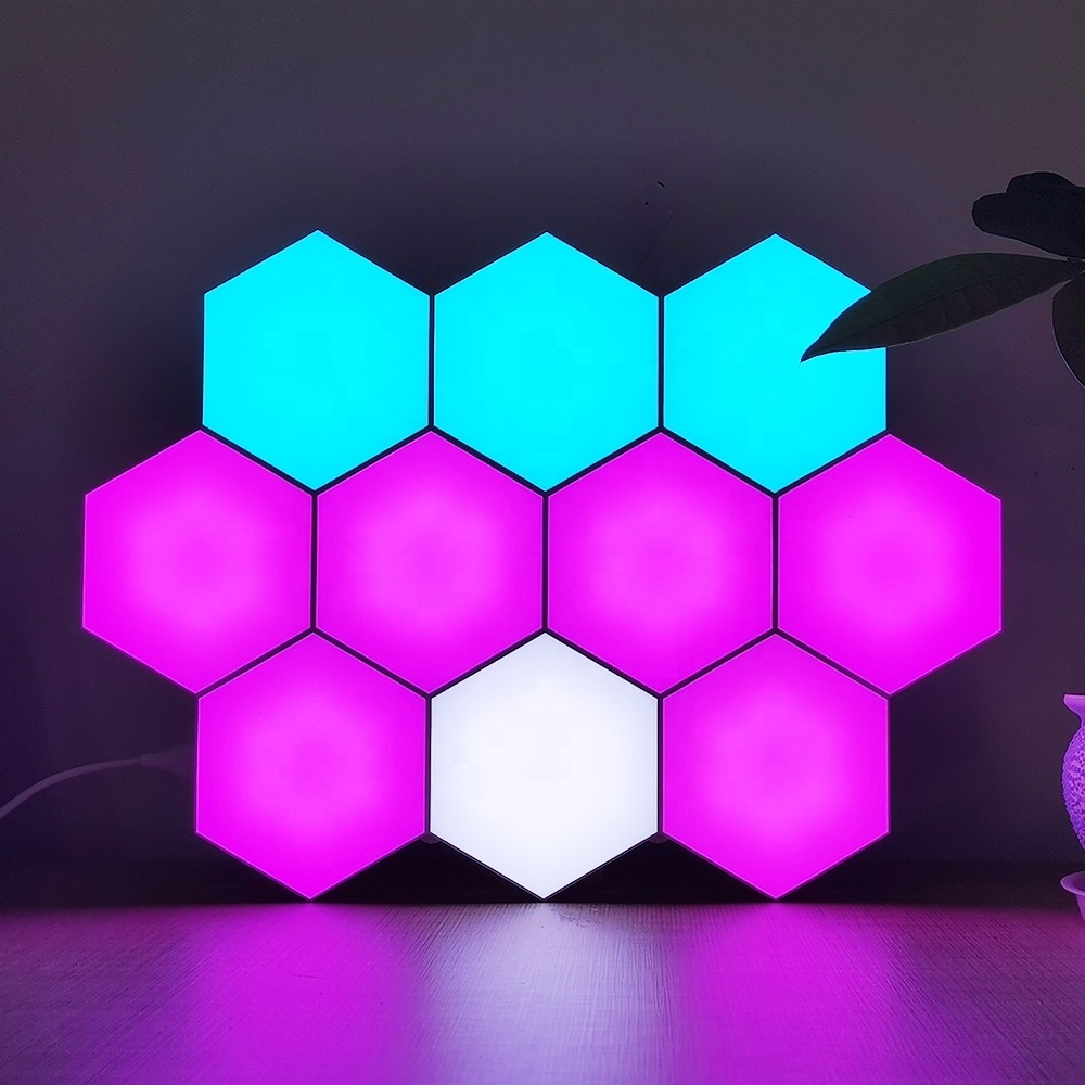 diy smart wireless hexagon panel rgb color light remote control touch sensor honeycomb quantum hexagonal night lights