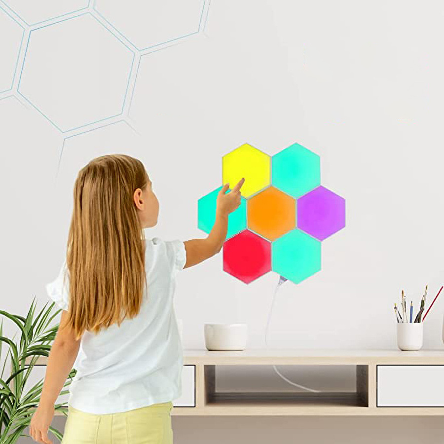 RGB Color Interactive Touch Sensor Light Panels Dimmable Hexa Wall Lights Lamps DIY Spliced Hexagonal Led Lights for Kids