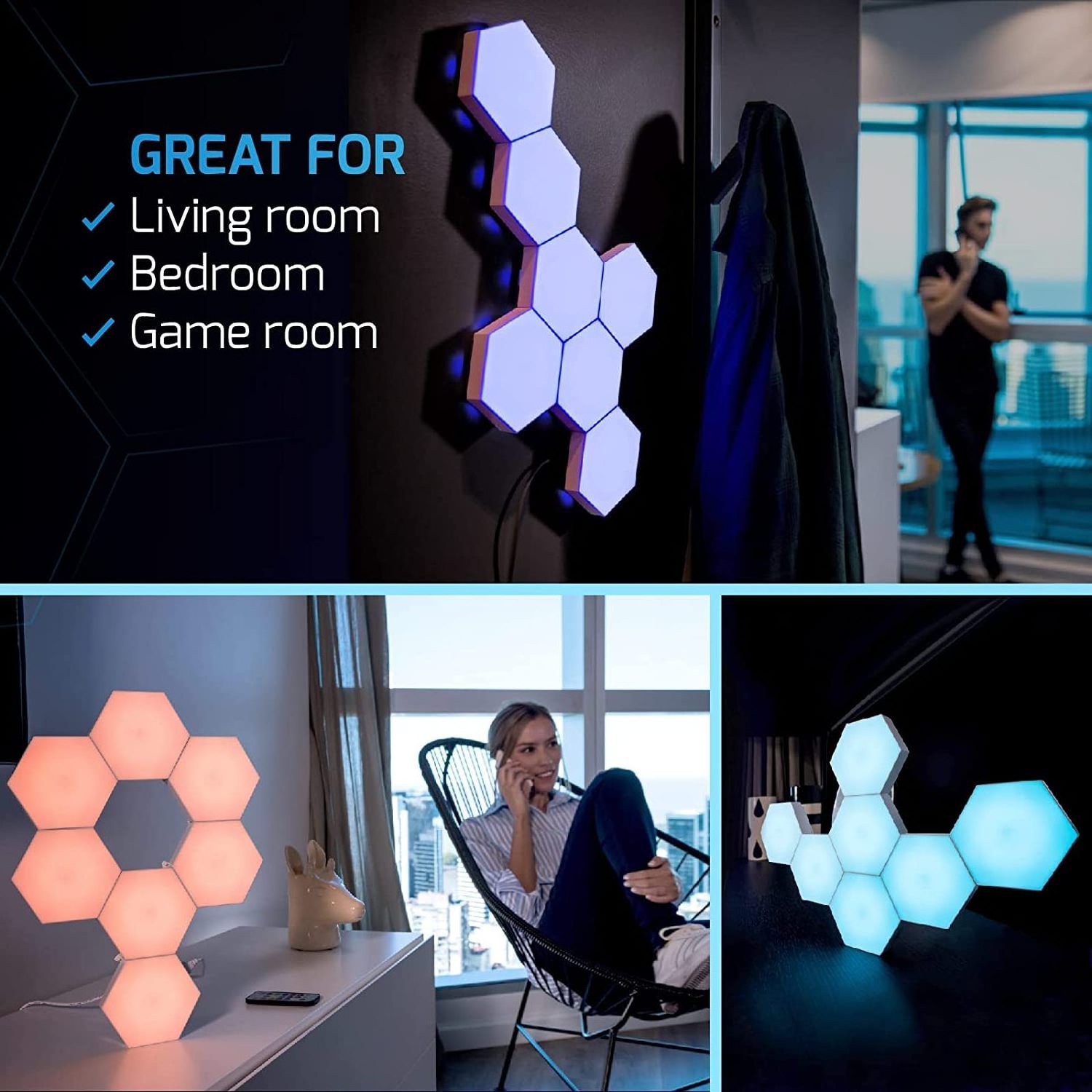 Modular Creative Smart Touch Panel Removable Hexagonal Wall Lamp DIY Geometry Splicing Quantum Night Light