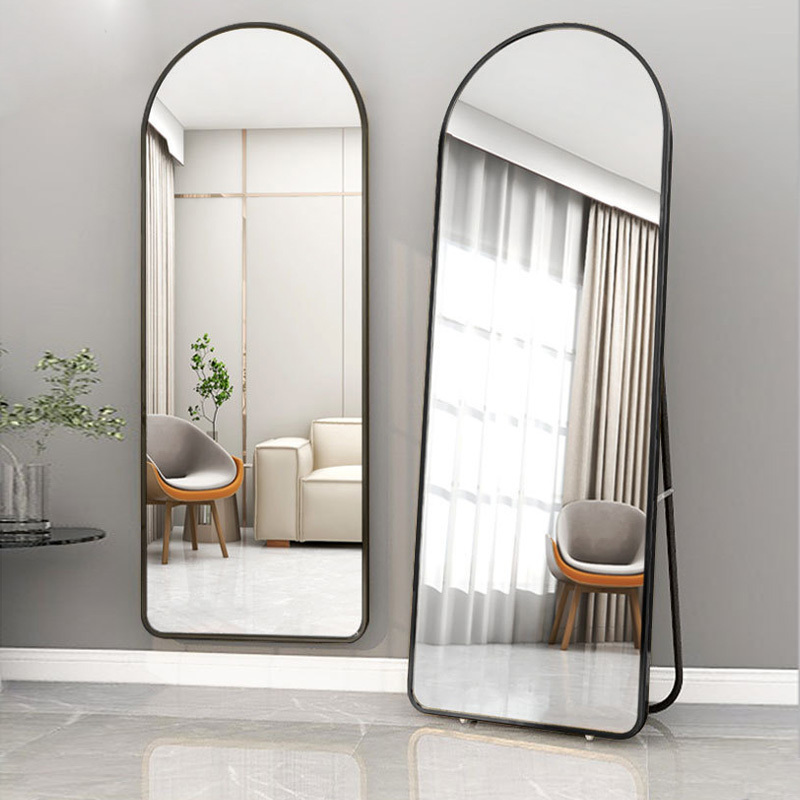 Arched Multi Color Metal Frame Floor Mounted Tempered Glass Explosion Proof Salon Hair Dressing Mirror