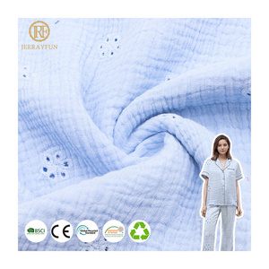 Custom embroidery 100% cotton fabric solid color 120gsm woven eyelet dyed embroidered muslin fabric