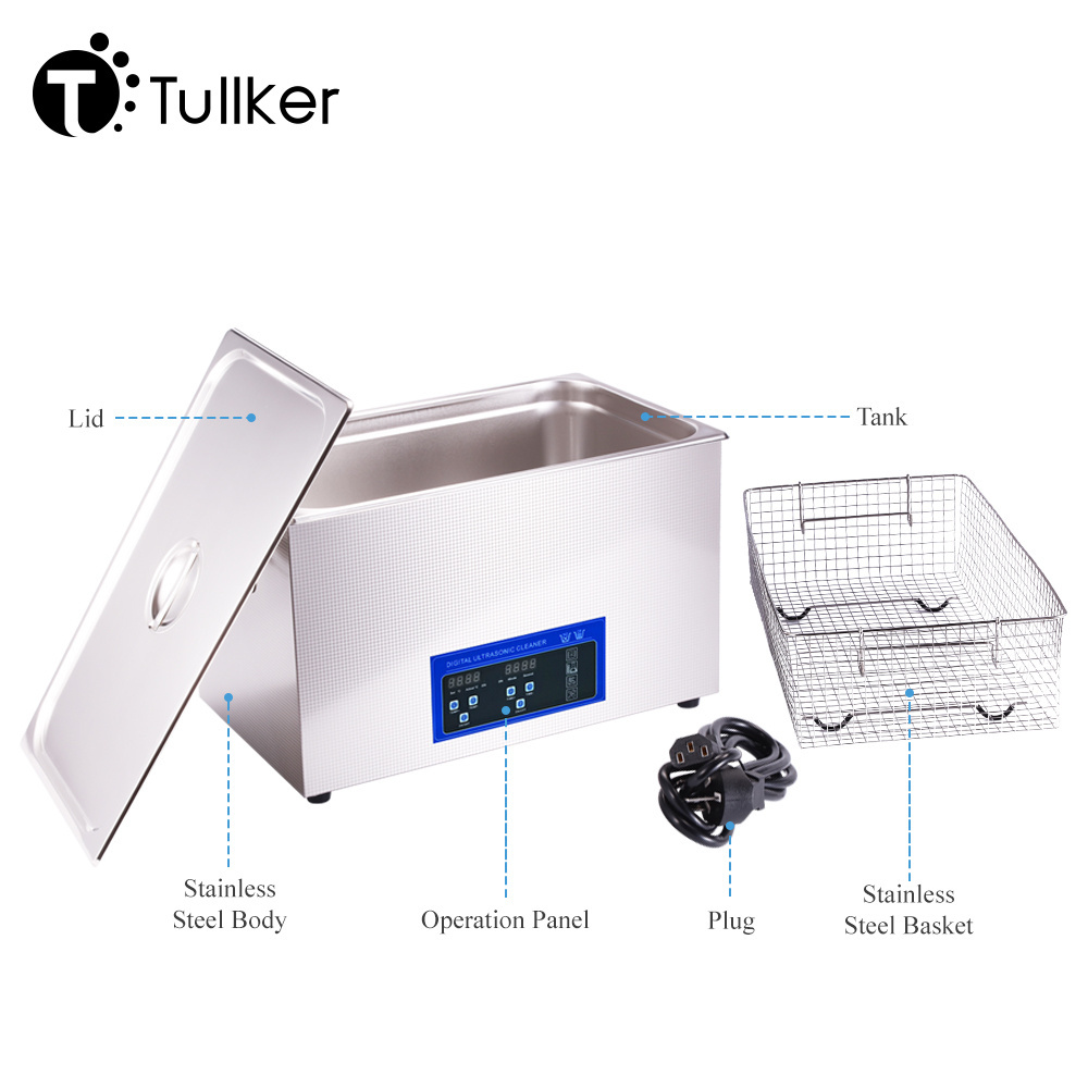 Tullker Digital 30L Ultrasonic Cleaner Temperature Time Adjust Hardware Parts Ultra Sonic Motherboard PCB Cleaning Machine