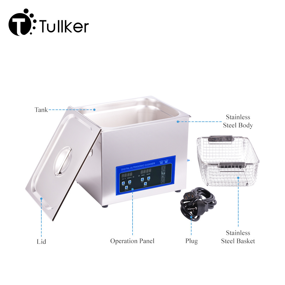 Tullker 10L Ultra Sonic Bath Soaking Tank Printhead Watch Part Tyre Oil Rust Degreaser Mold Industrial Ultrasonic Cleaner