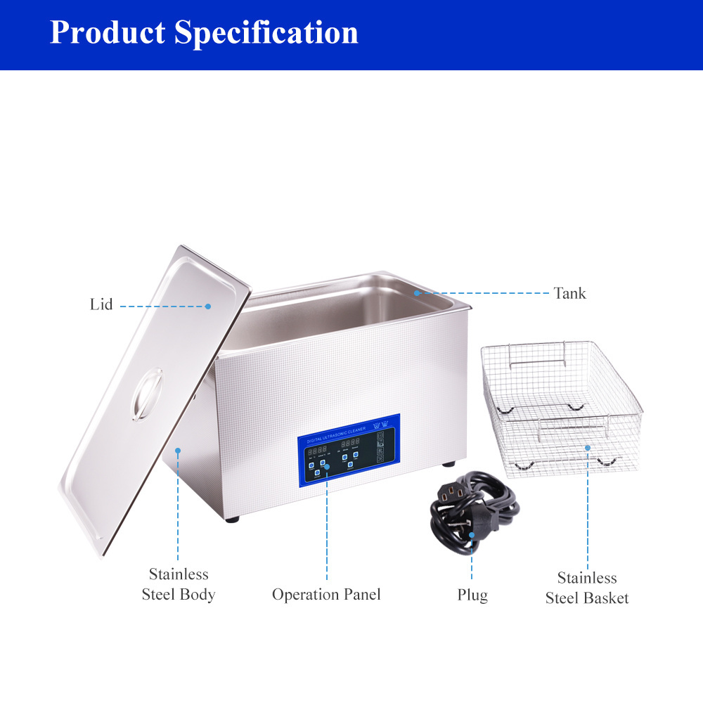 Tullker 22L Industrial Ultrasonic Cleaner Bath Equipment PCB Board Engine Parts Oil Rust Remove Ultrasound Cleaning Machine 480W