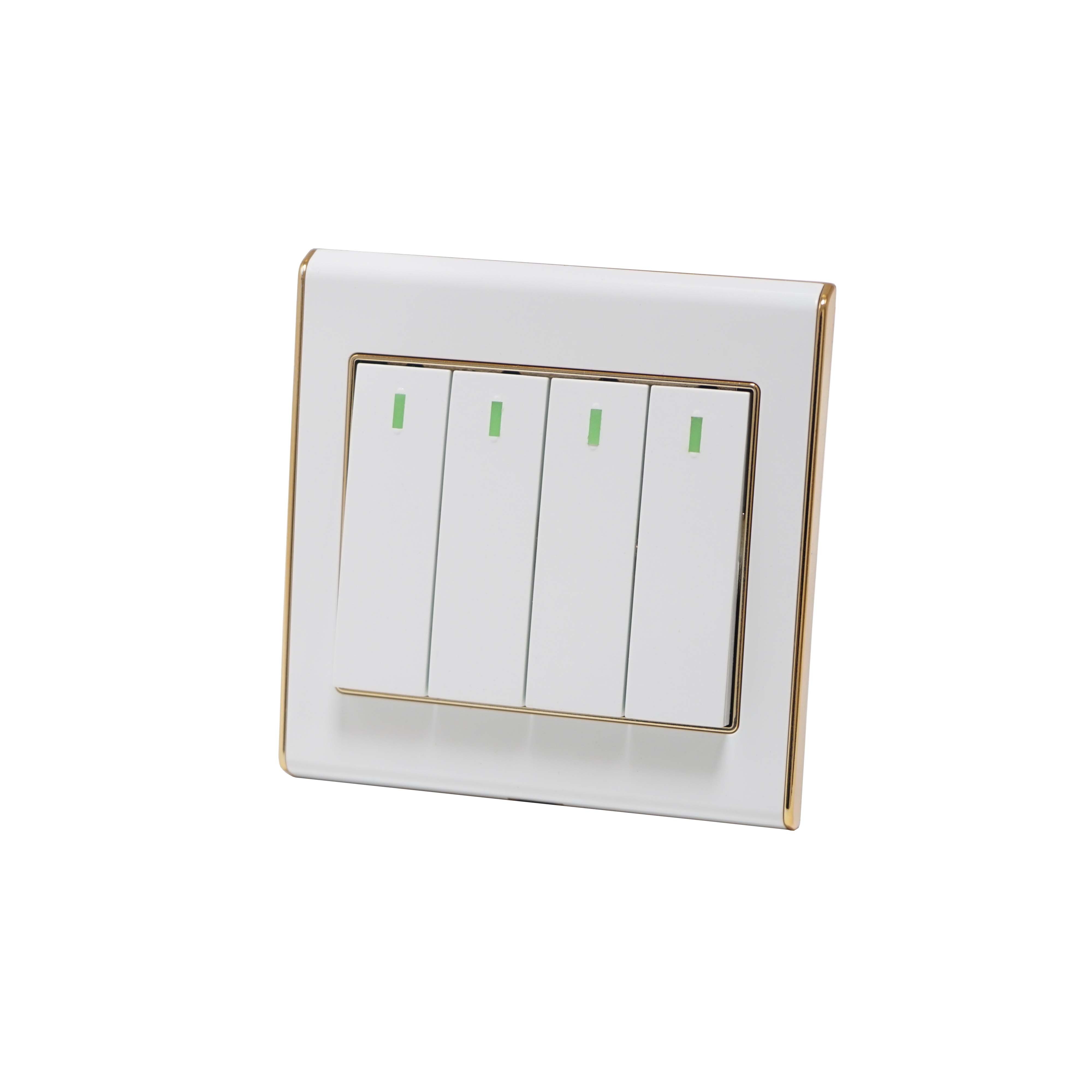 F70 Range 4 gang switch White Color Panel Golden Electroplated Ring Plastic Plate 86 Plate