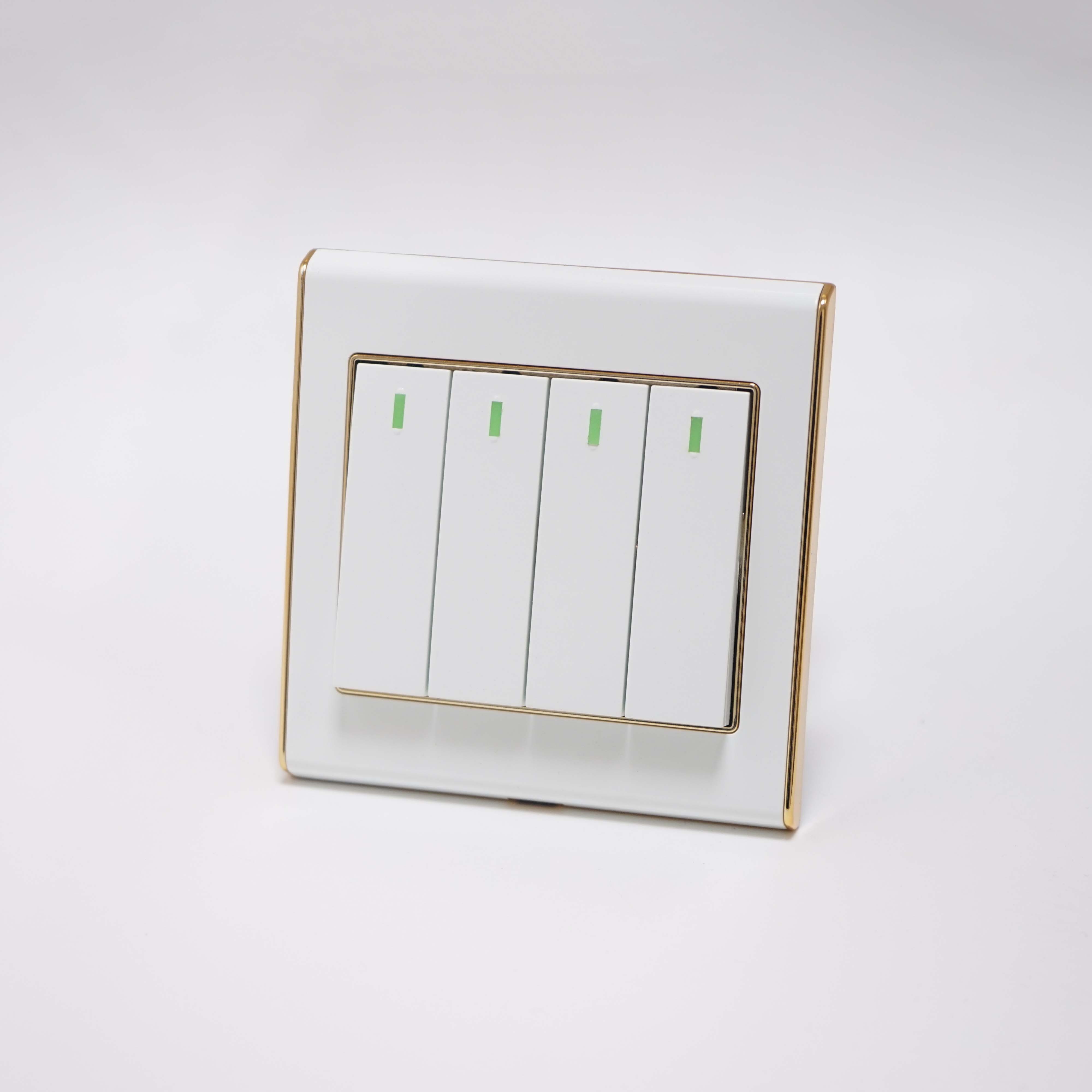 F70 Range 4 gang switch White Color Panel Golden Electroplated Ring Plastic Plate 86 Plate