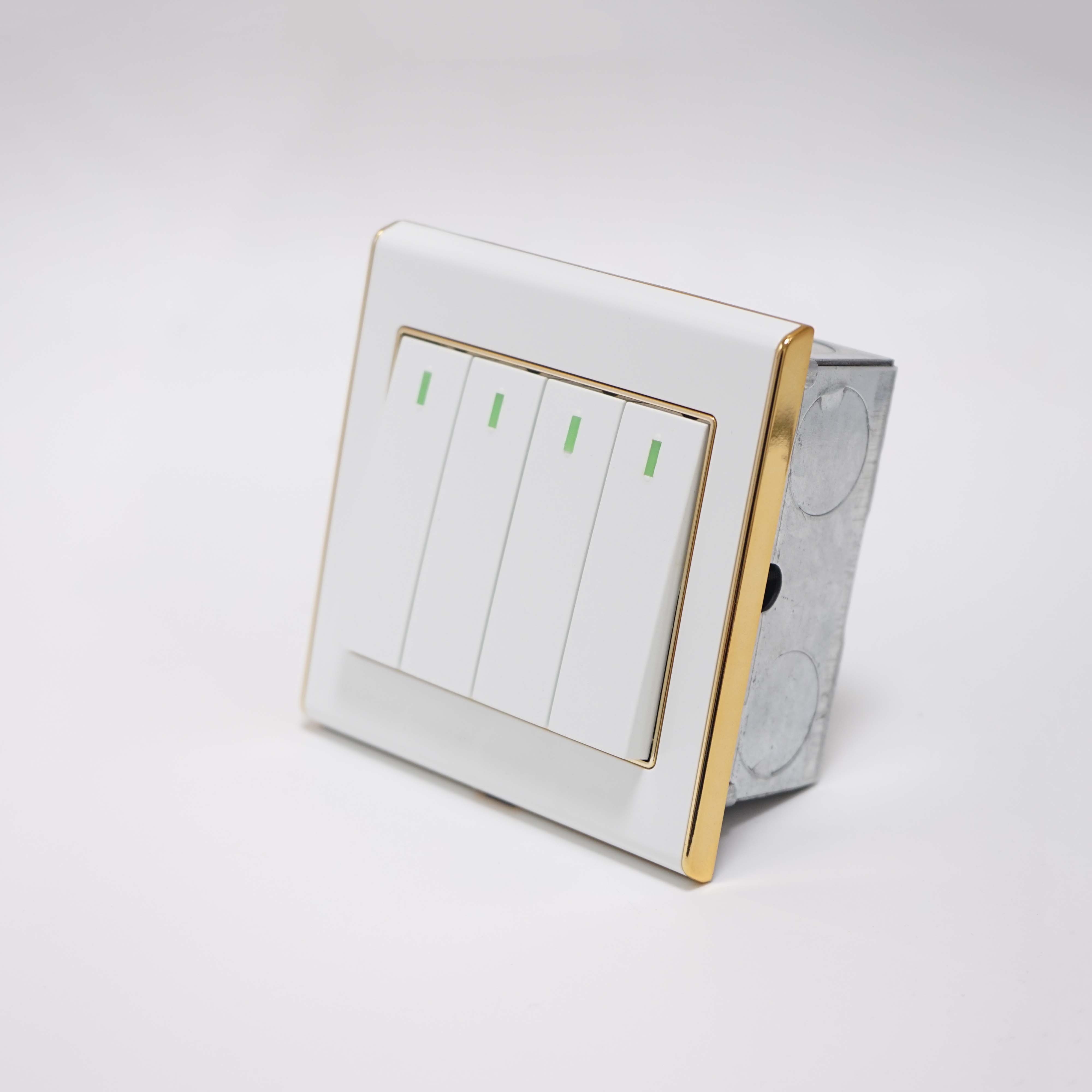 F70 Range 4 gang switch White Color Panel Golden Electroplated Ring Plastic Plate 86 Plate