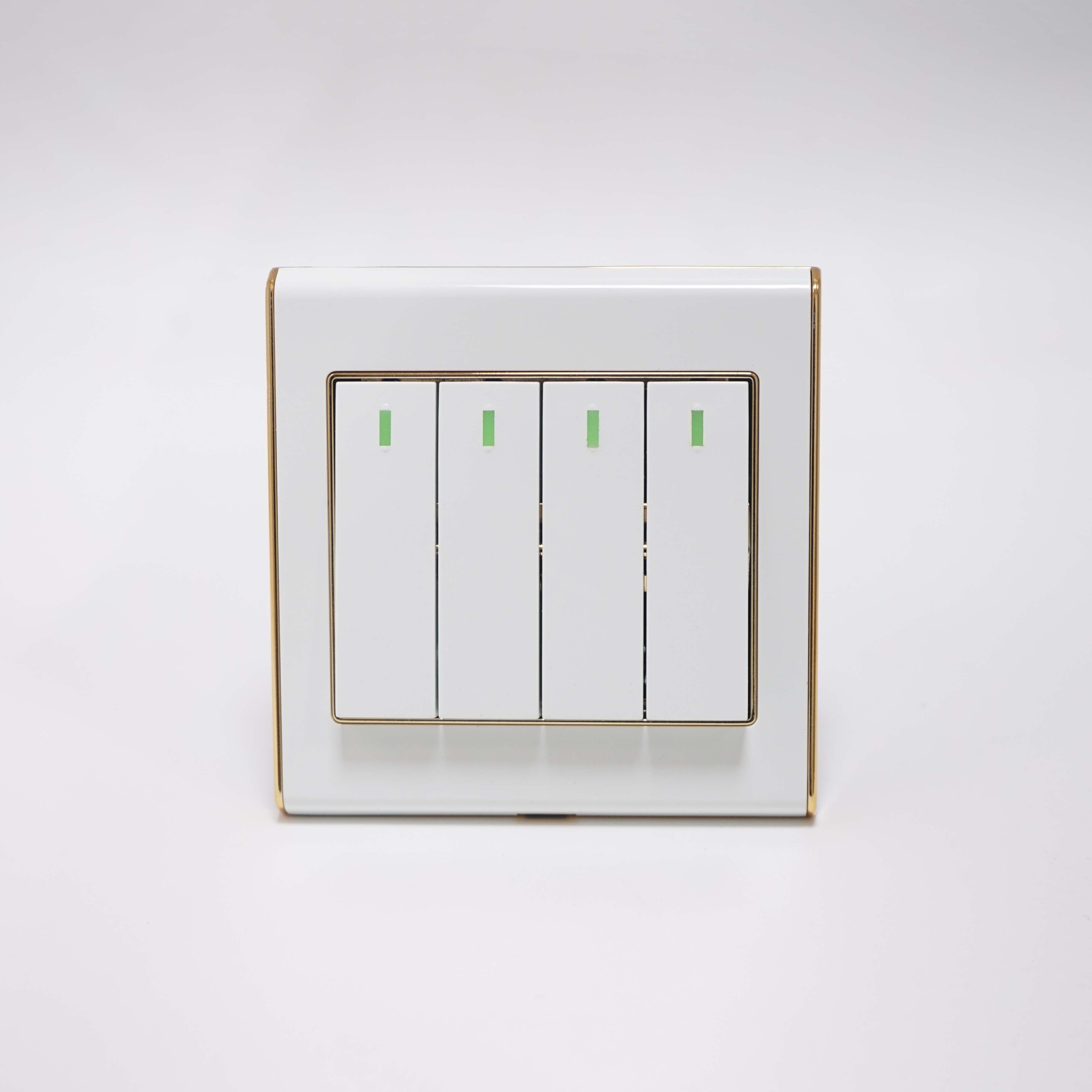 F70 Range 4 gang switch White Color Panel Golden Electroplated Ring Plastic Plate 86 Plate