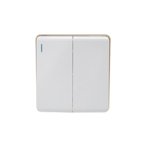 V9 Range 2 gang 2 way switch White Color Silver golden Electroplated Ring PC 86 3*3 Plate big rocker