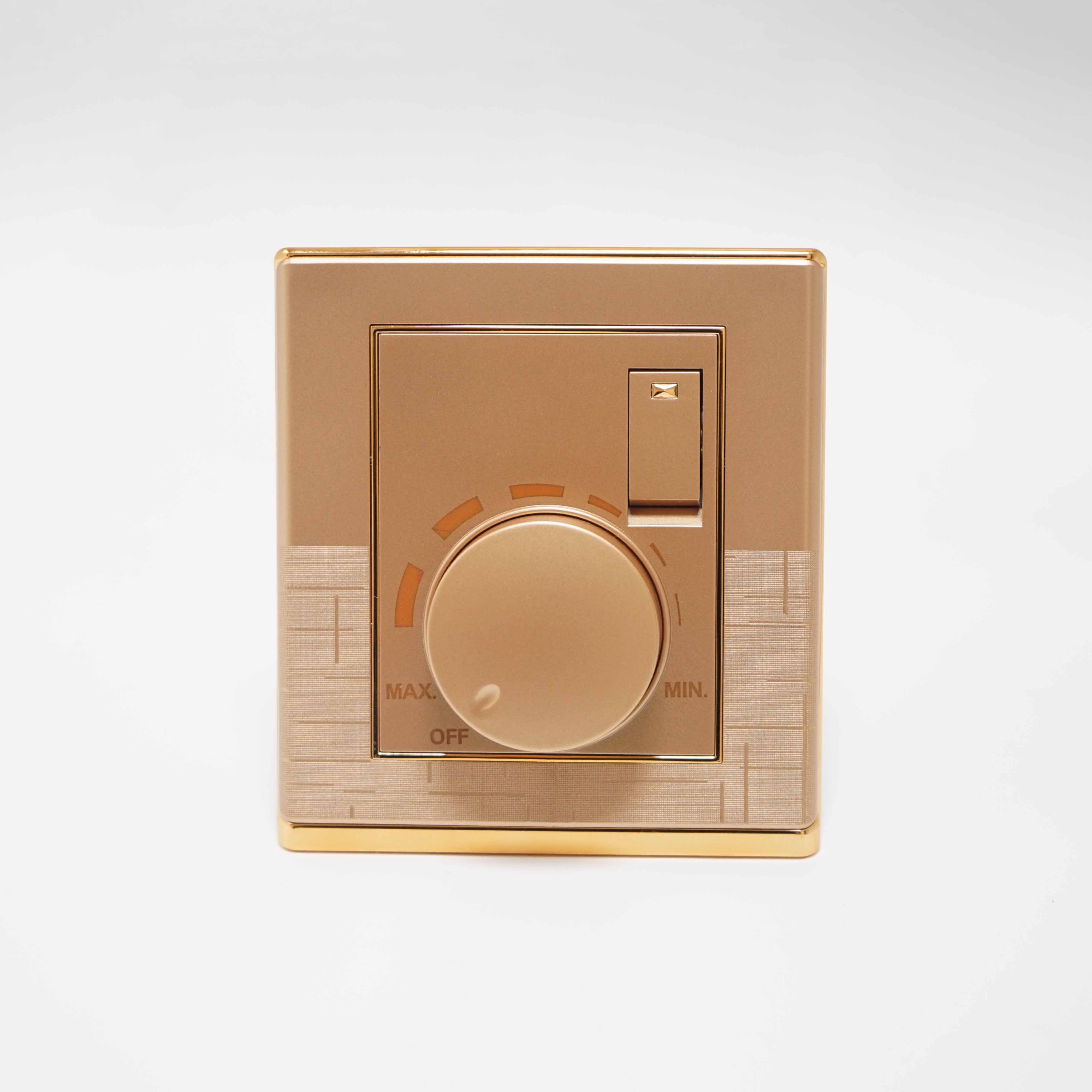 CP15 Range 1 gang switch + 1 gang fan dimmer Golden Color Golden Electroplated Ring PC Plate 86 Plate