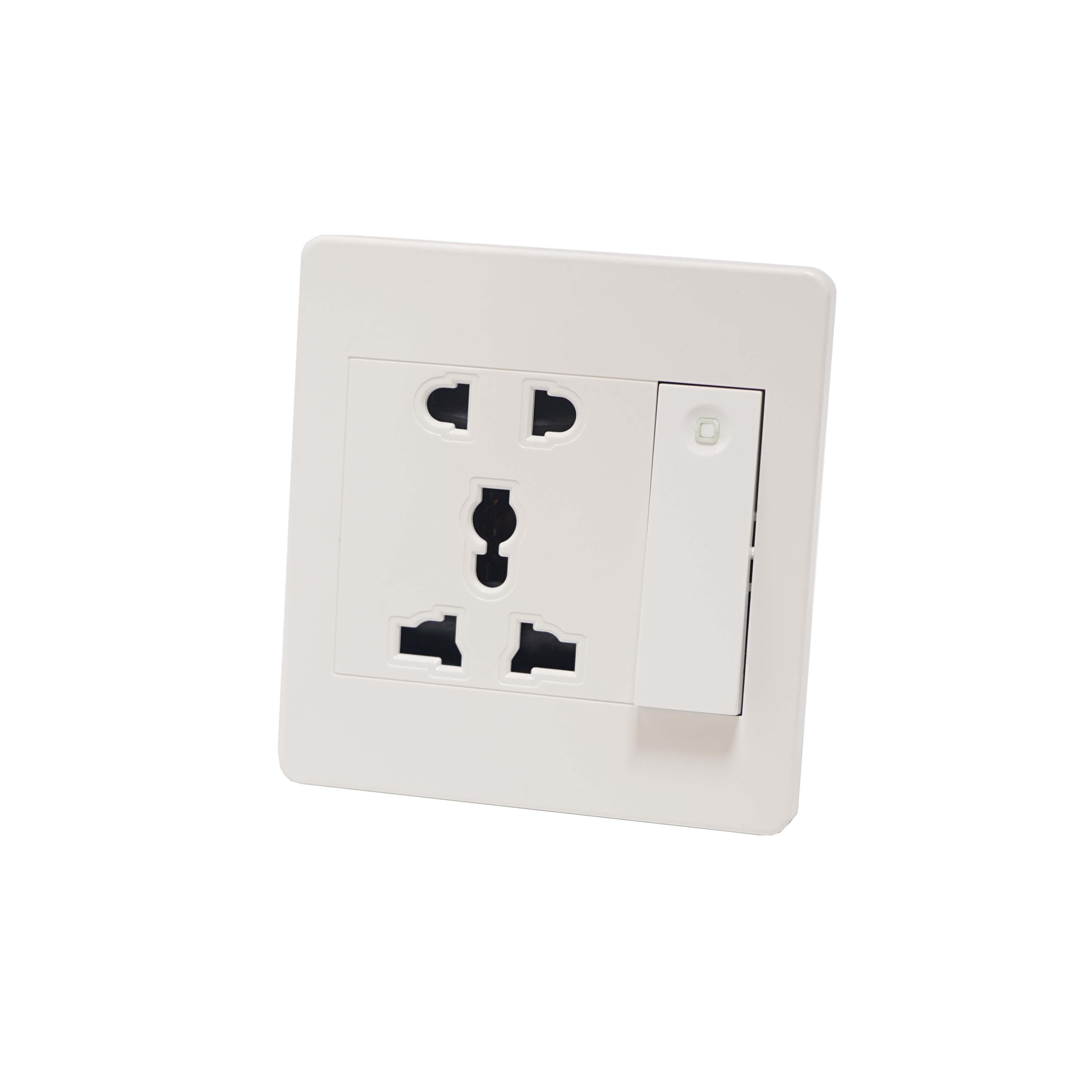 Jeetec Cepex C36 Range 1 gang switch + 5 pin socket White Color Medium Rocker PC Plate 86 Plate 3*3