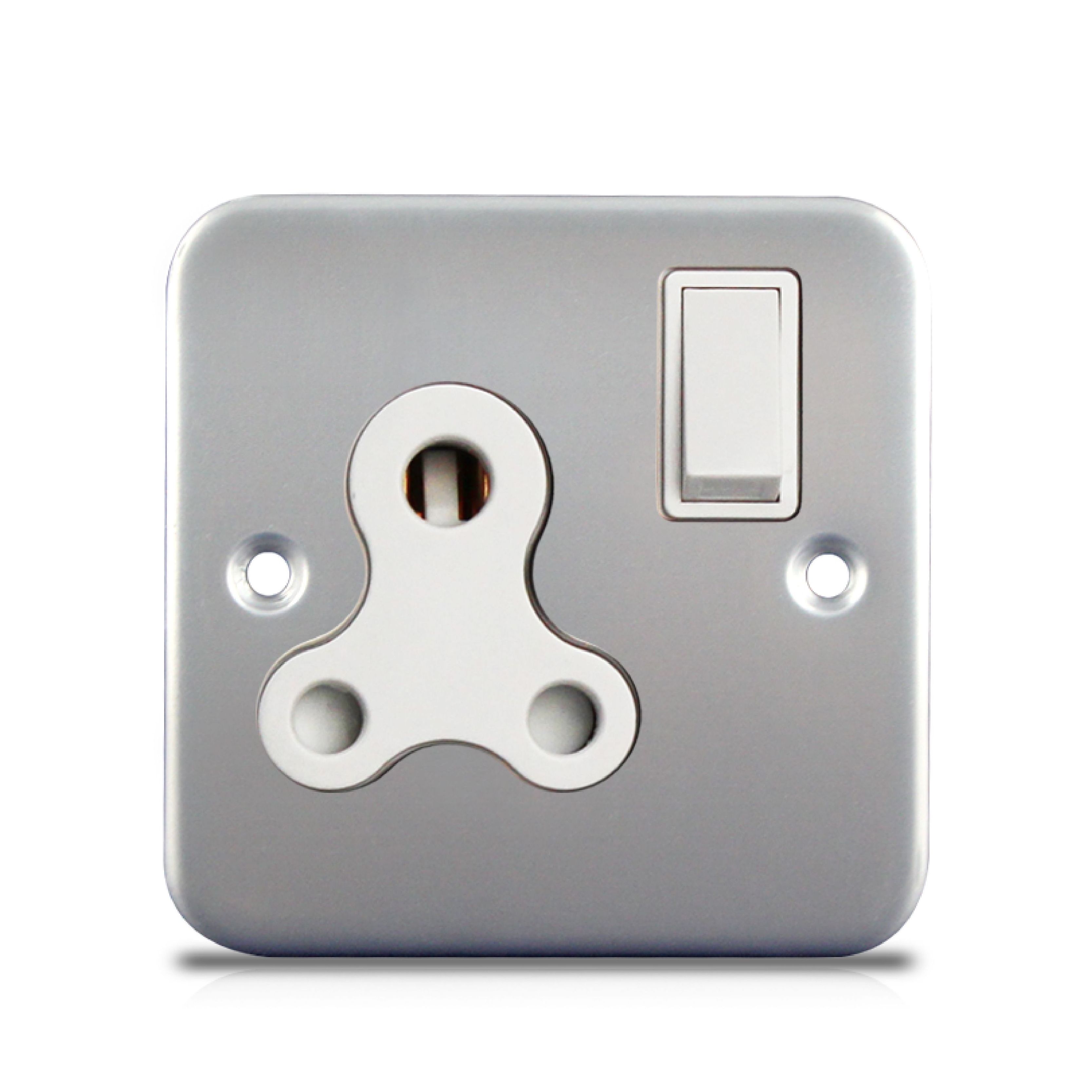 Metal clad range 15A 1 gang round-pin switched socket with box metal 86 3*3 plate Plastic powder coat finish