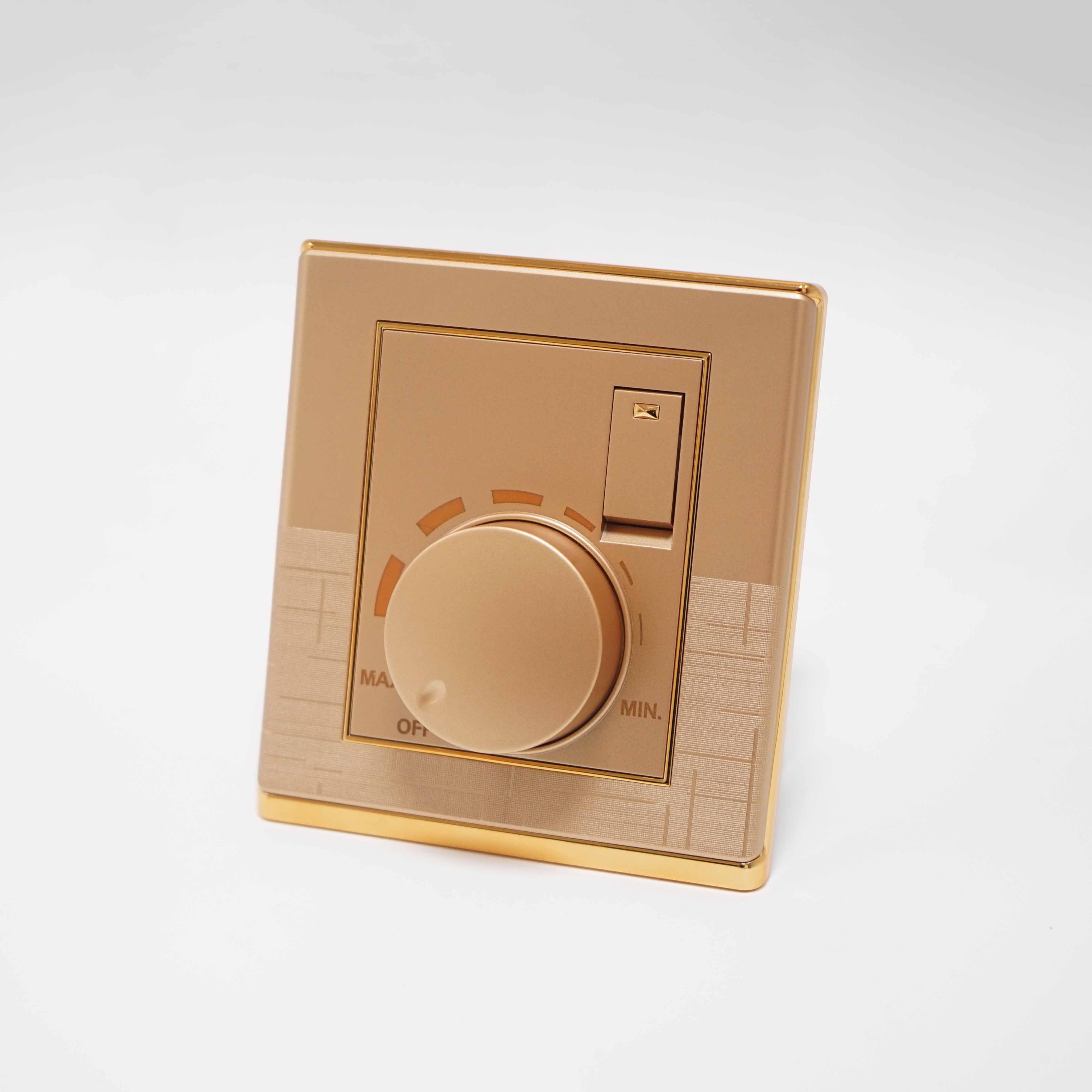 CP15 Range 1 gang switch + 1 gang fan dimmer Golden Color Golden Electroplated Ring PC Plate 86 Plate