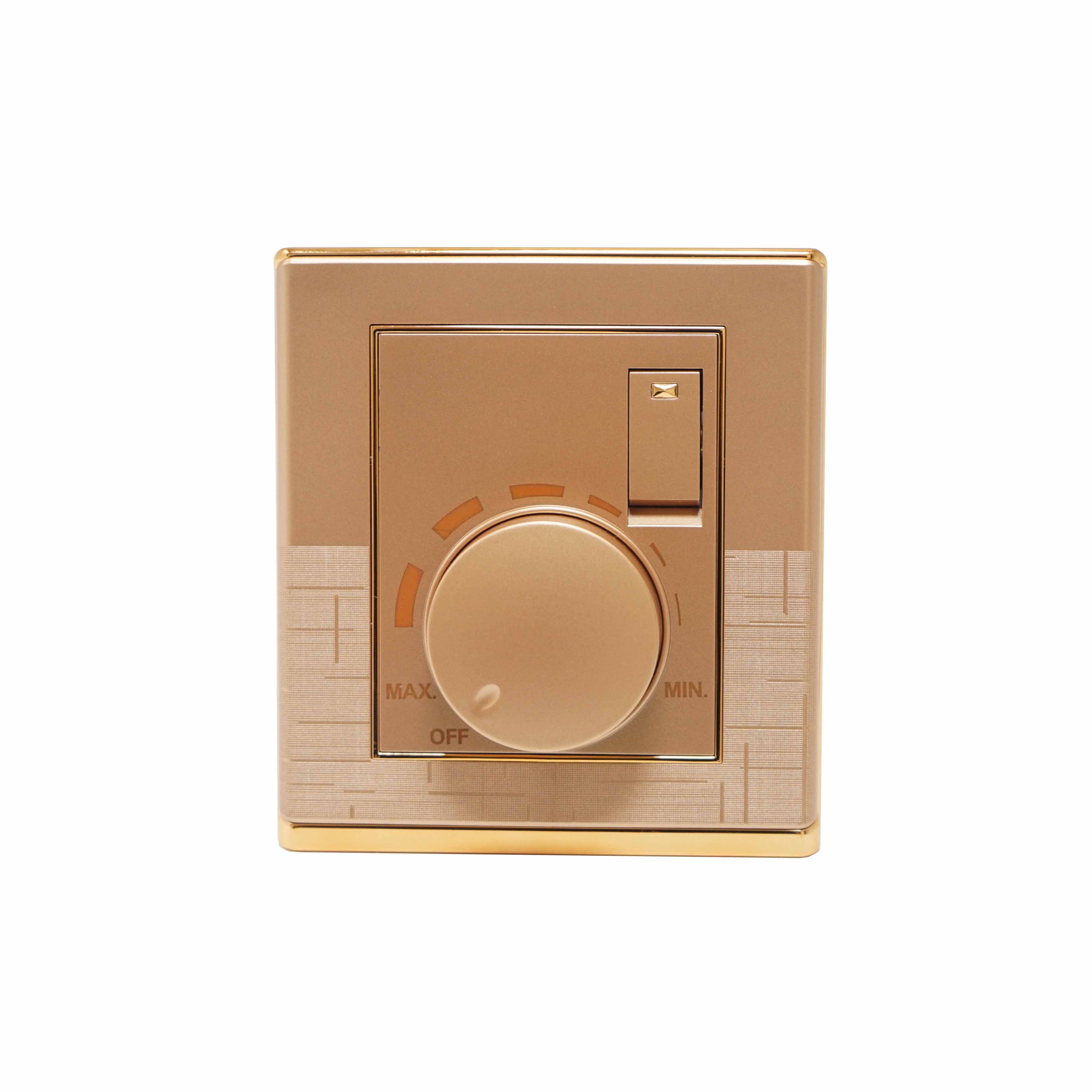 CP15 Range 1 gang switch + 1 gang fan dimmer Golden Color Golden Electroplated Ring PC Plate 86 Plate