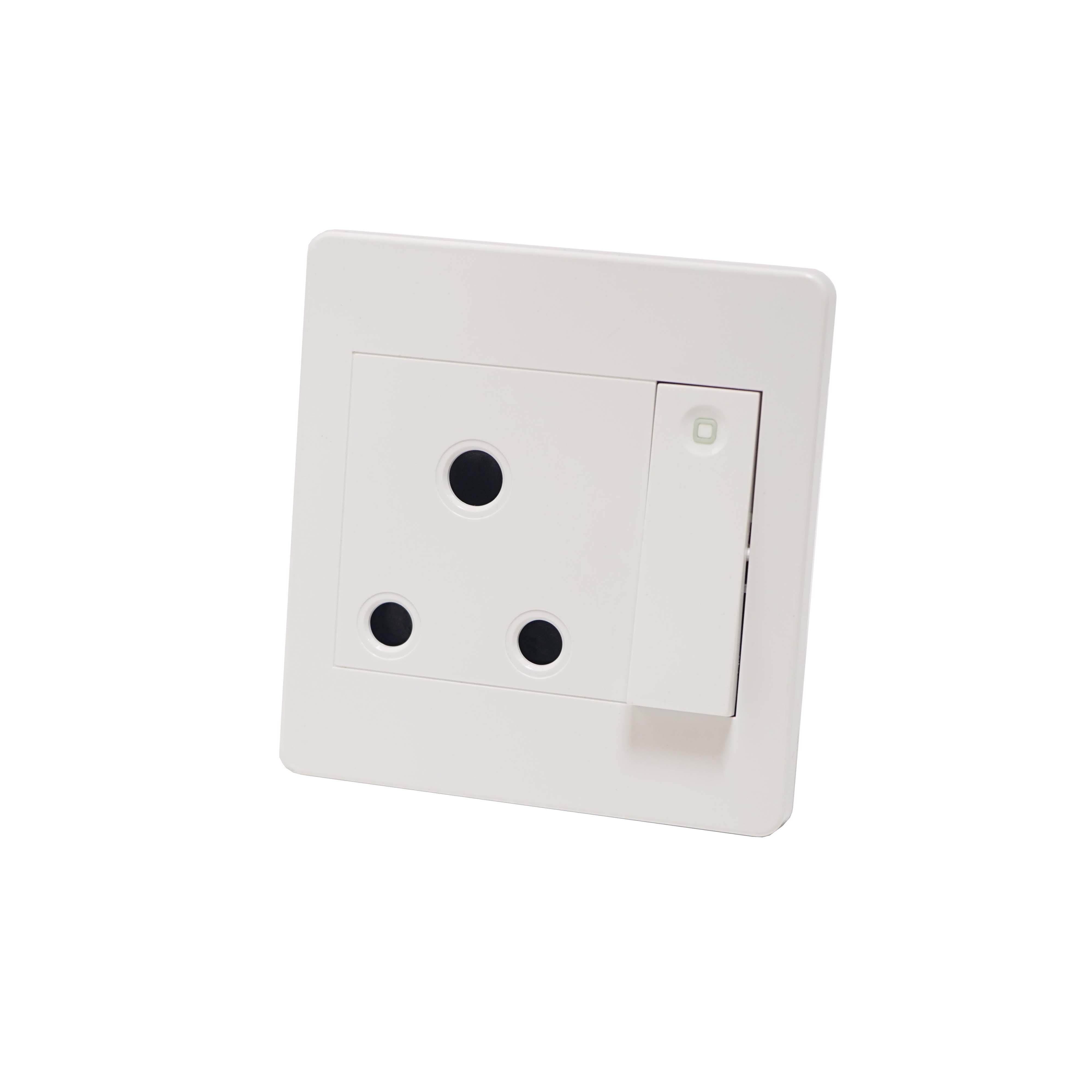 Jeetec Cepex C36 Range 1 gang switched round-pin socket White Color Medium Rocker PC Plate 86 Plate 3*3