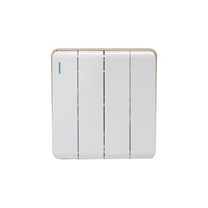 V9 Range 4 gang 2 way switch White Color Silver Electroplated Ring PC 86 3*3 Plate big rocker