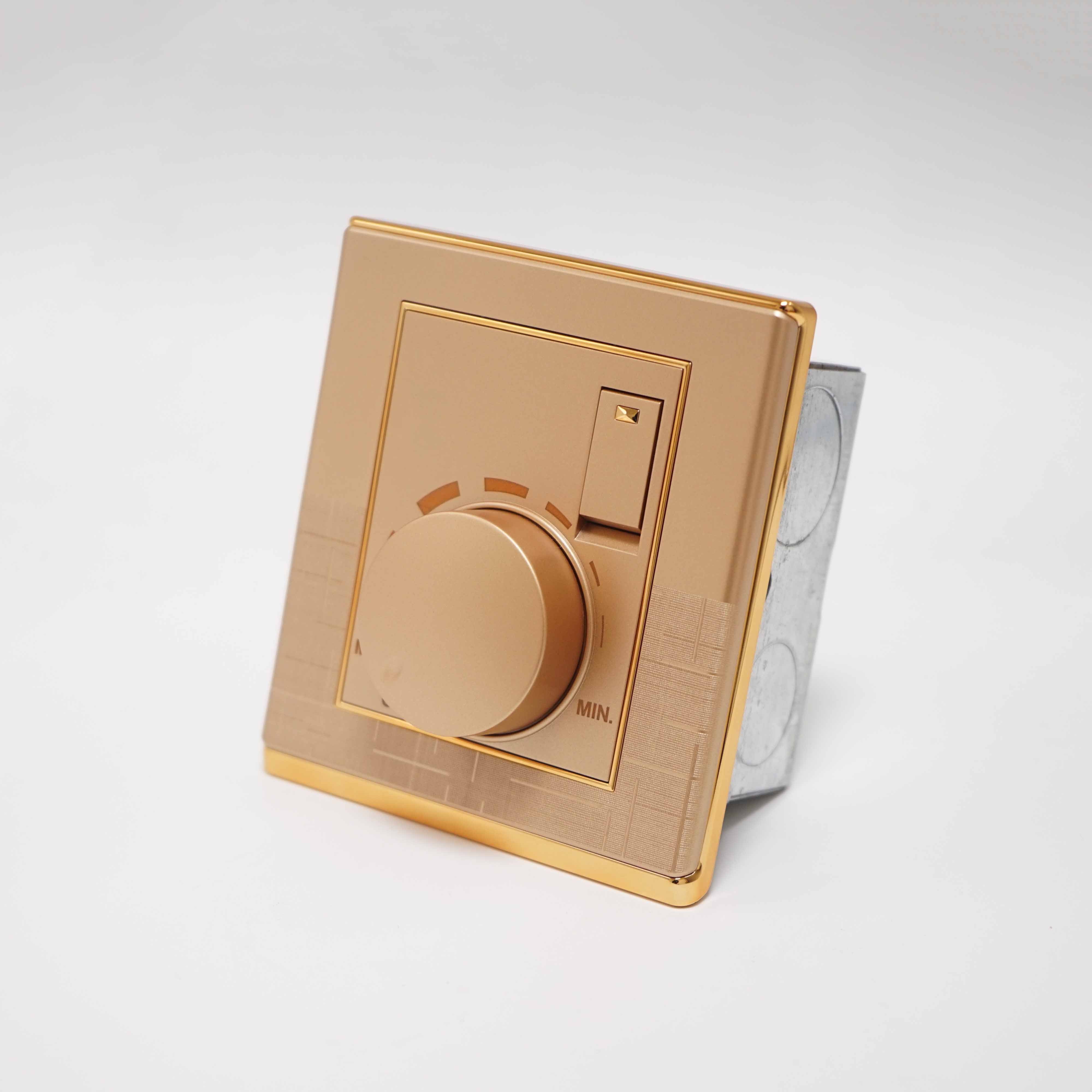 CP15 Range 1 gang switch + 1 gang fan dimmer Golden Color Golden Electroplated Ring PC Plate 86 Plate