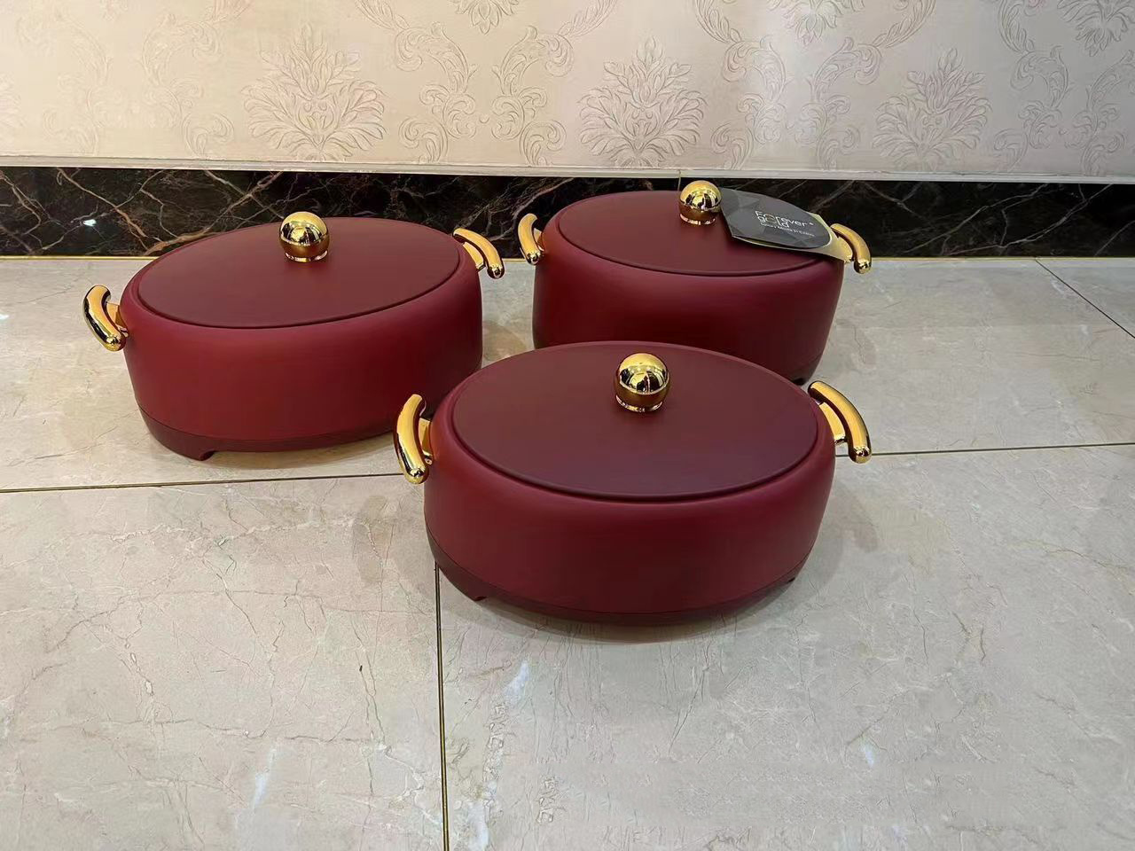 OEM 3Pcs Food Warmer Keeping Hot 6 Hours 2l 2.5l 3l Luxury Food Warmer Set Oval Hot Pot Food Warmer Set