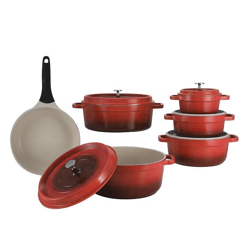 Enamel cookware non stick set cookware sets kitchen nonstick cookware sets household kitchenware new with Aluminum Lid