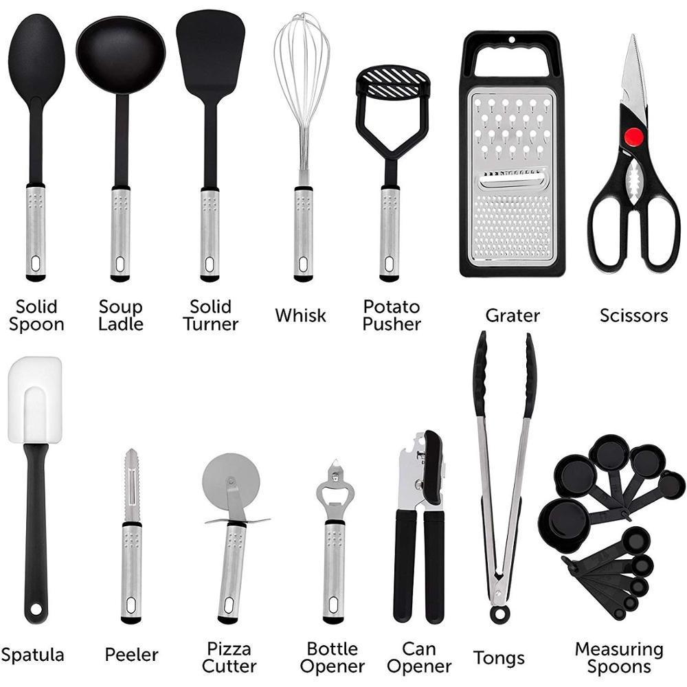 Ready Home Kitchen Accessories 23 Piece Nylon and Stainless Steel Cooking Utensils Kitchen tools Non-Stick Utensils set