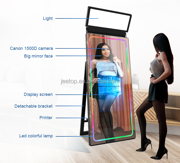 Full Set With Thermal And Camera Magic Mirror Booth With Led Frame Photo Booth