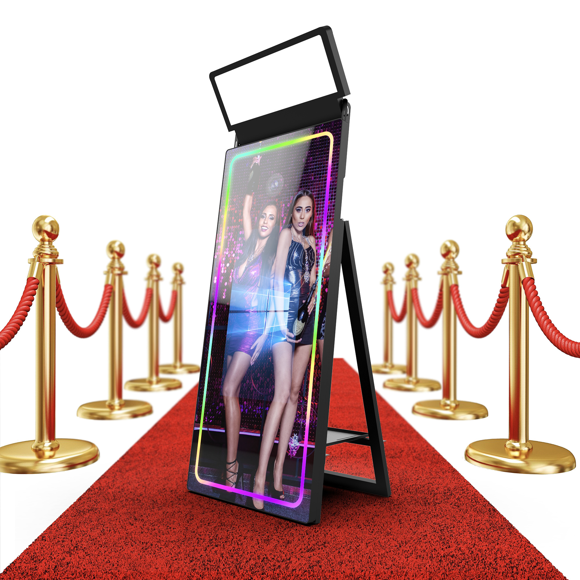 Full Set With Thermal And Camera Magic Mirror Booth With Led Frame Photo Booth