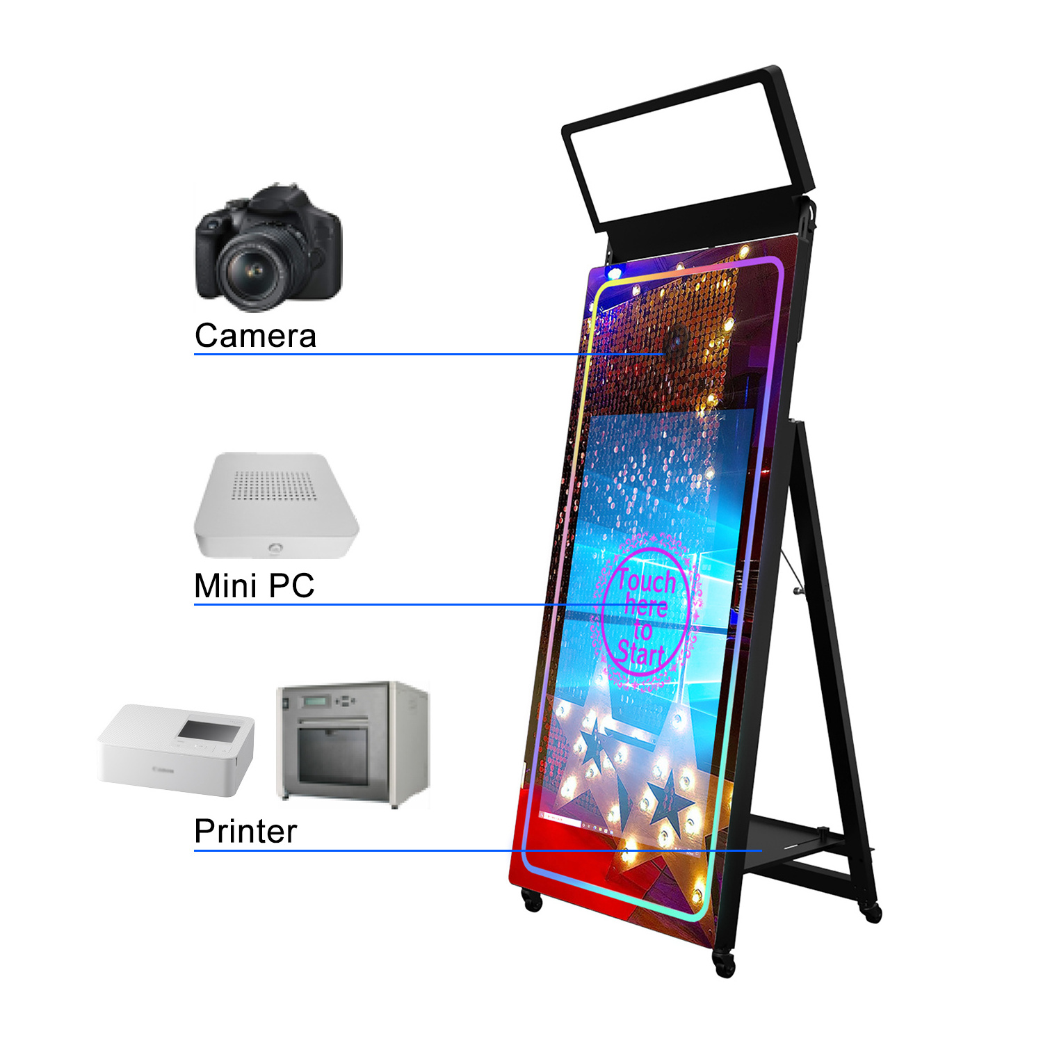 Magic Mirror Photo Booth Foldable Machine Kiosk Self Service Mirror Dslr Photo Booth With Printer